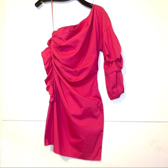 Socialite One Shoulder Ruffle Ruched Mini Dress - Picture 5 of 9